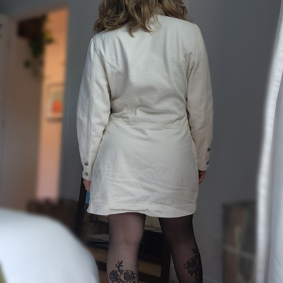 3/50$ ○ BLUES cream denim side buckle trench jacket vintage - Picture 8 of 8